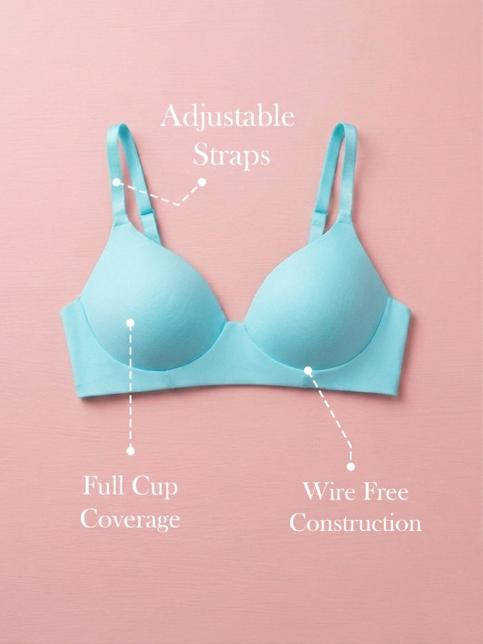 Padded Wirefree Full Cup T-Shirt Bra In Sky Blue