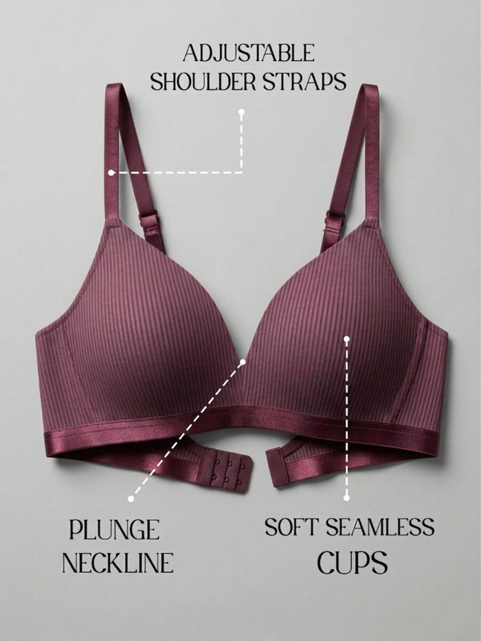 Padded Wirefree Self Striped T-Shirt Bra