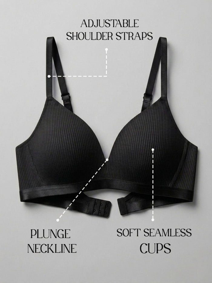 Padded Wirefree Self Striped T-Shirt Bra