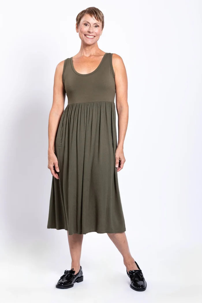 Paloma Dress In Khaki Green