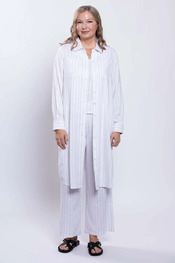 Parker Pant in Linen White Stripe