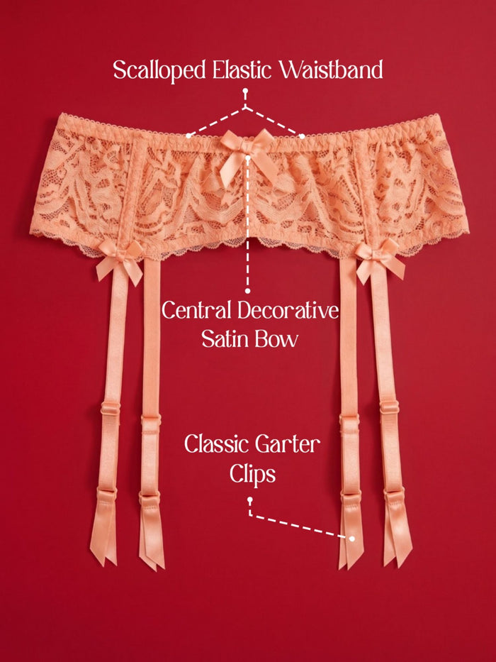 Peach Lace Garter Belt