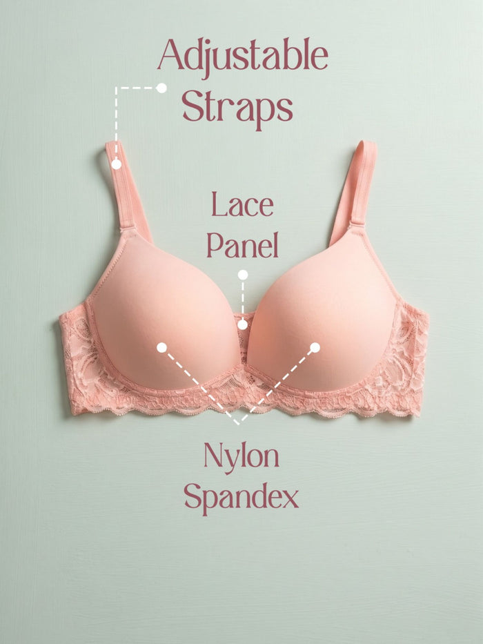 Peach Padded Wirefree Demi Cup Bra