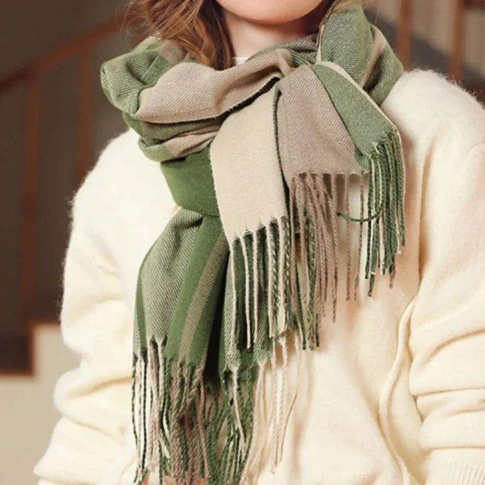 Plaid Fringe Scarf
