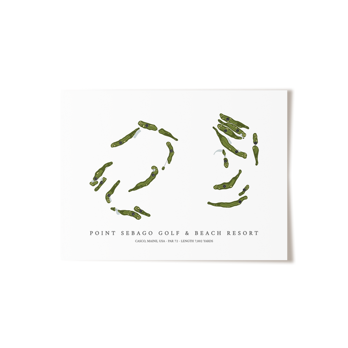Point Sebago Golf & Beach Resort | Golf Course Map | Unframed