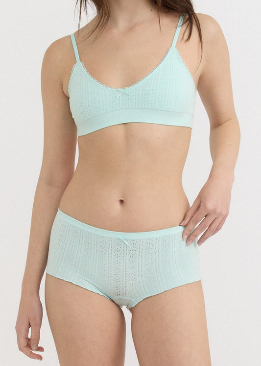 Organic Basics - Pointelle Shorty - Soft Blue -