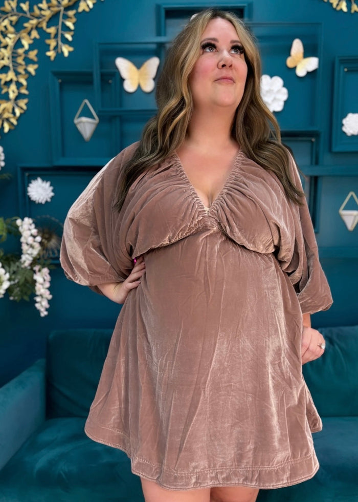 Portia Velvet Mini Dress in Winter Bloom
