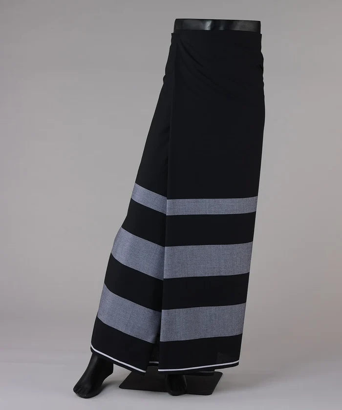 Shop Premium Black & White Cotton Lungi Online
