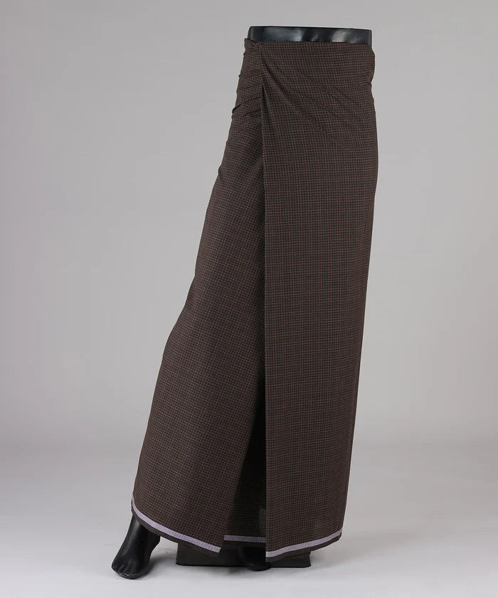 Premium Brown Madras Check Cotton Lungi
