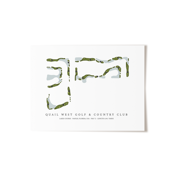 Quail West Golf & Country Club - Lakes Course | Golf Course Map | Unframed