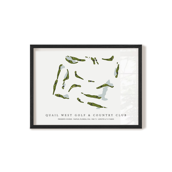 Quail West Golf & Country Club - Preserve Course | Golf Course Map | Black Frame