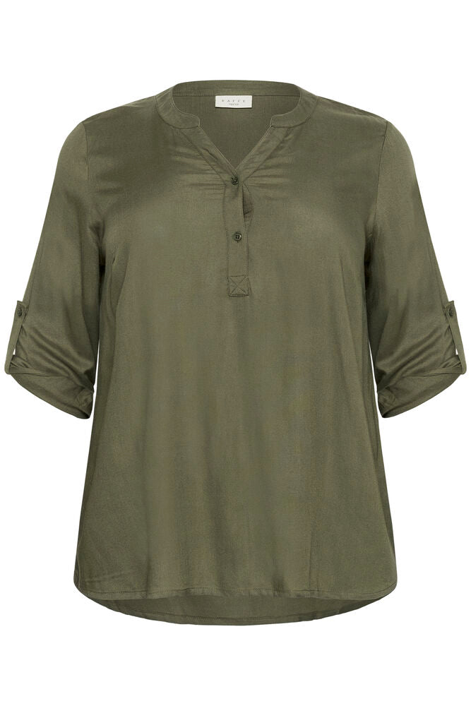 Quarter Button Blouse in Olive