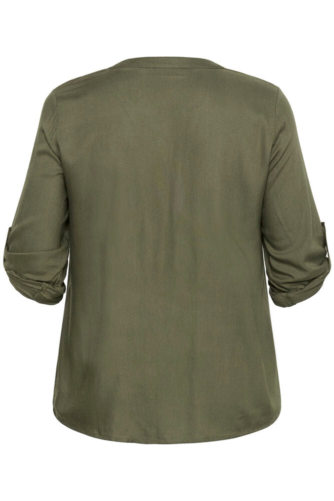 Quarter Button Blouse in Olive