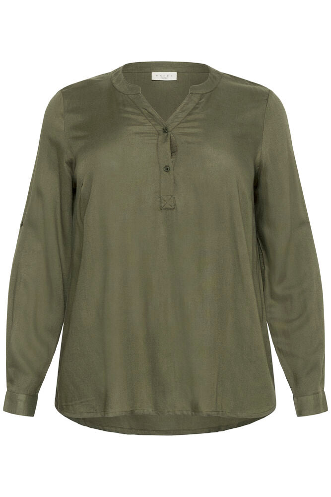 Quarter Button Blouse in Olive