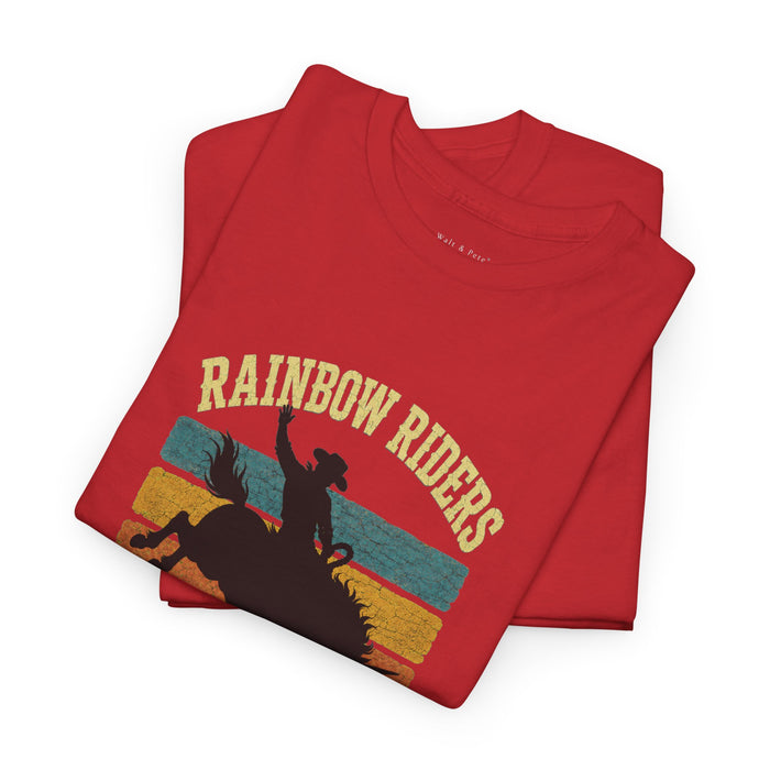 Rainbow Riders queer rodeo Western Pride T-shirt by Walt and Pete