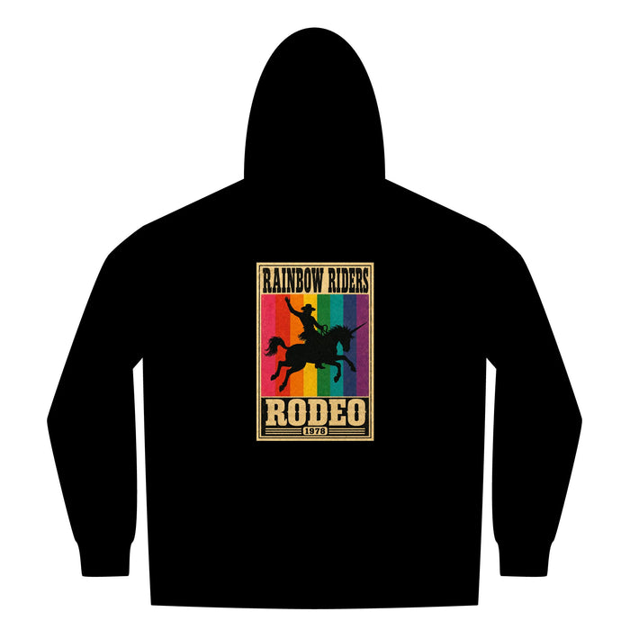 Rainbow Riders Rodeo Heavyweight Zip Hoodie — Embroidered Front & Graphic Back