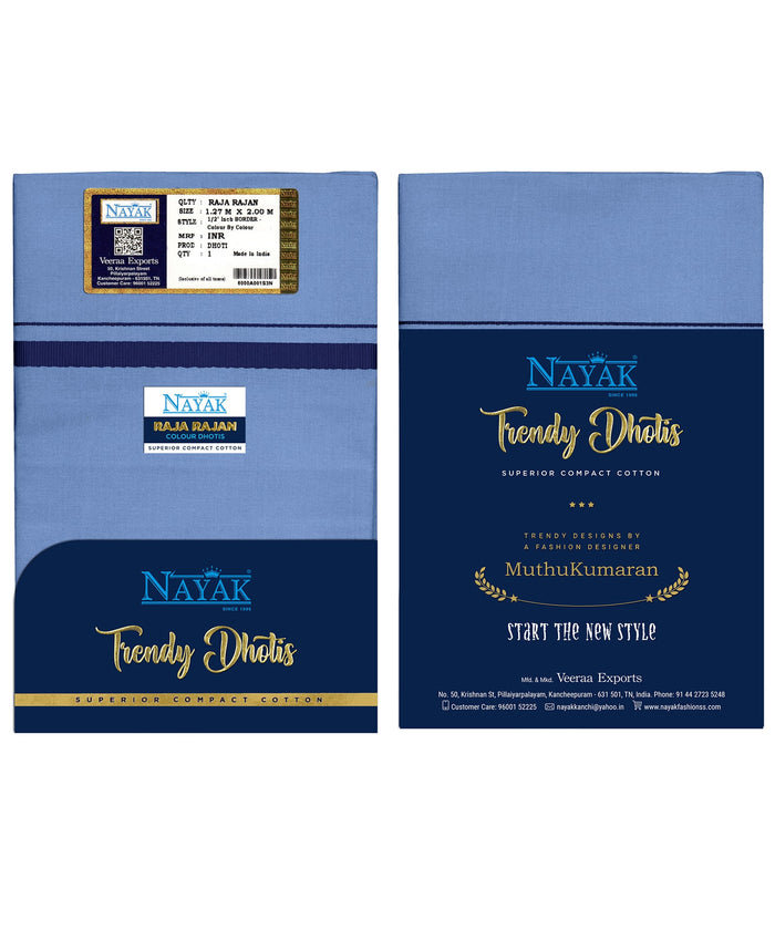 RAJA RAJAN COLOUR DHOTIS SATIN HALF INCH BORDER