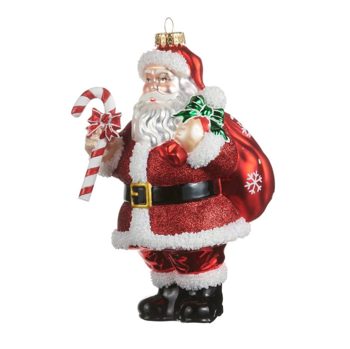 Raz 8” Santa with Candy Cane Ornament