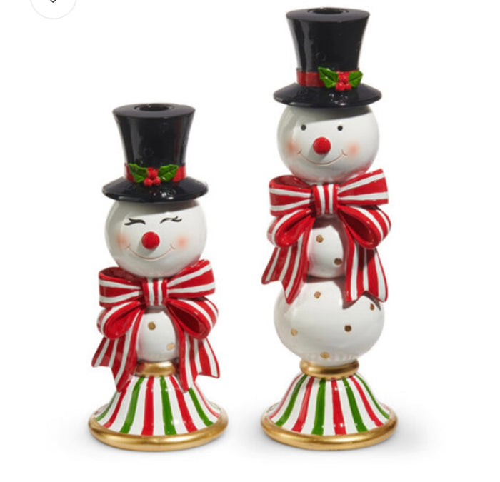 RAZ Happy Snowman Candlesticks (set)