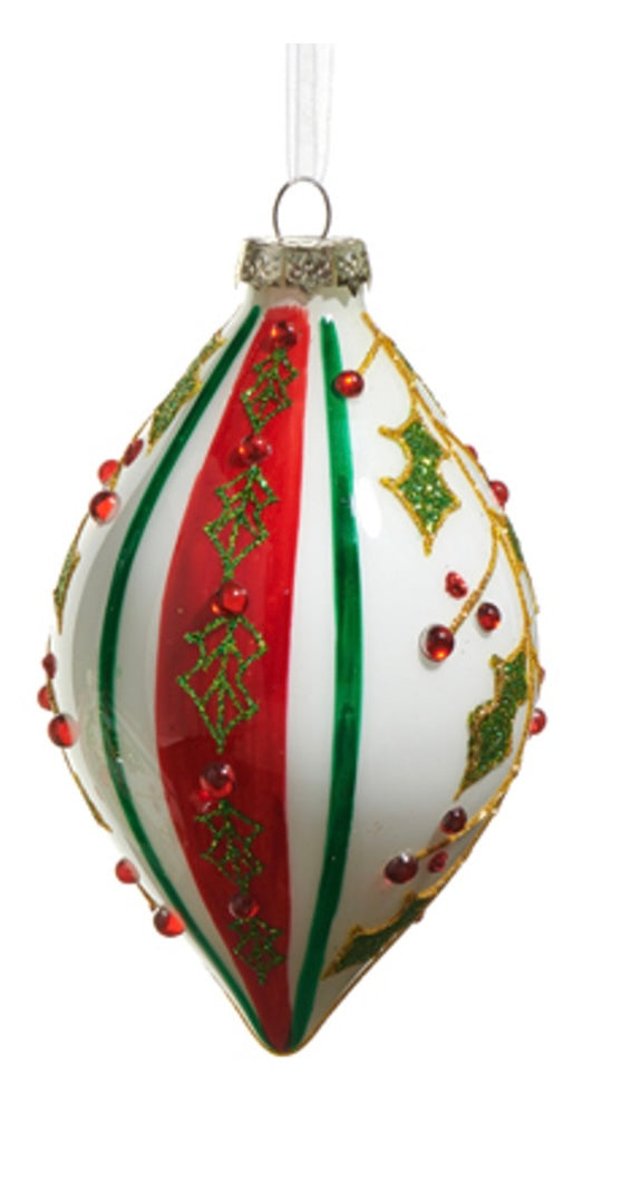 RAZ Holy Striped Ornament Tear Drop