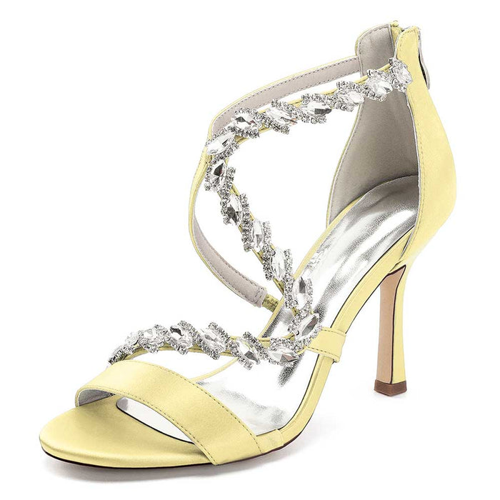 Rhinestones Prom Heels Formal Shoes Satin High Heel Wedding Shoes
