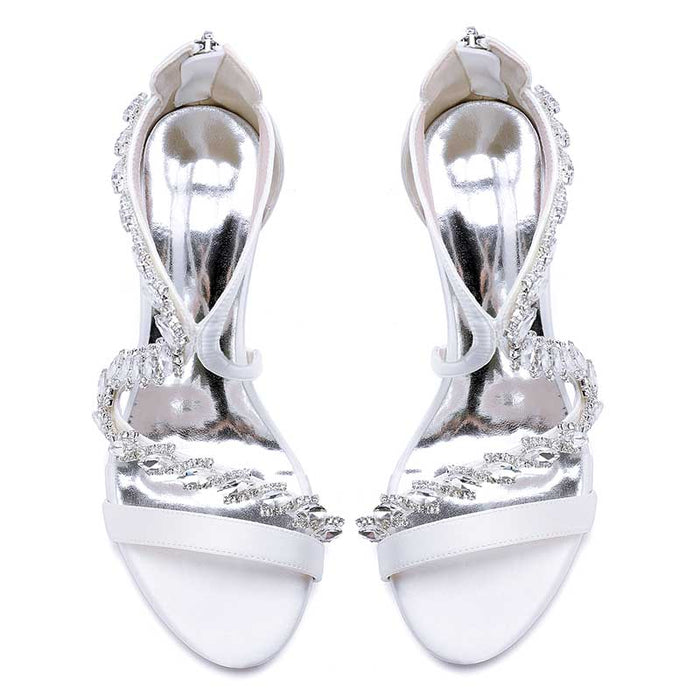 Rhinestones Prom Heels Formal Shoes Satin High Heel Wedding Shoes