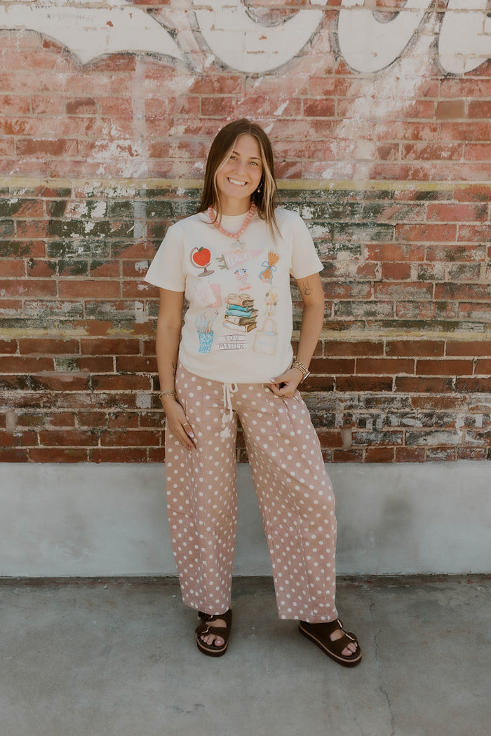 Ronnie Polka Dot Barrel Pants- Taupe