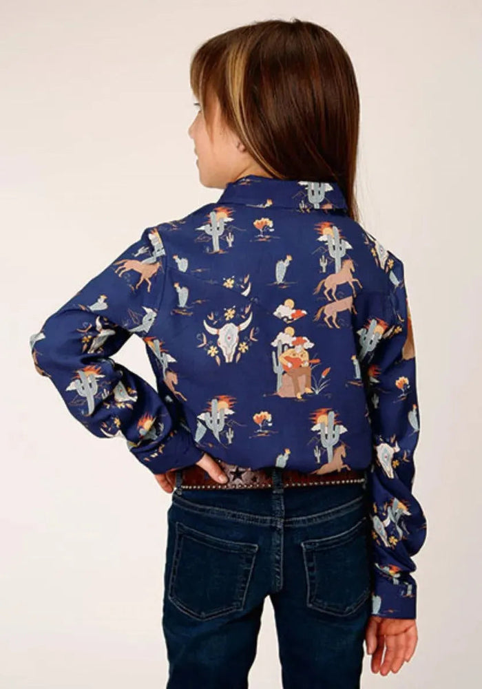 Roper Cowboy Toils (Blue) - Girl's Western Snap Shirt - Hatcountry