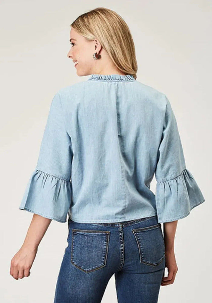 Roper Floral Applique (Denim) - Women's Cotton Shirt - Hatcountry