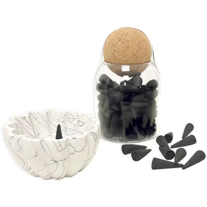Rose Quartz & Lily Fragrance: 100 Piece Incense Cones in Jar