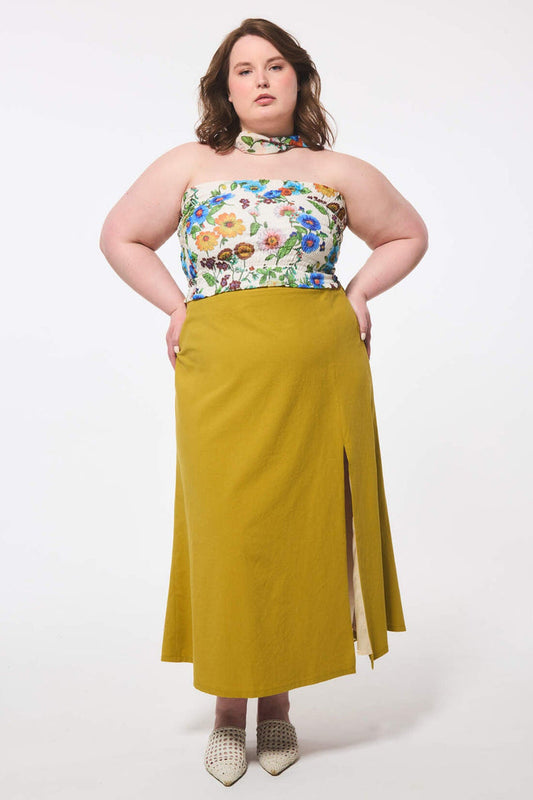 Plus Size Model in Crop Top with Scarf