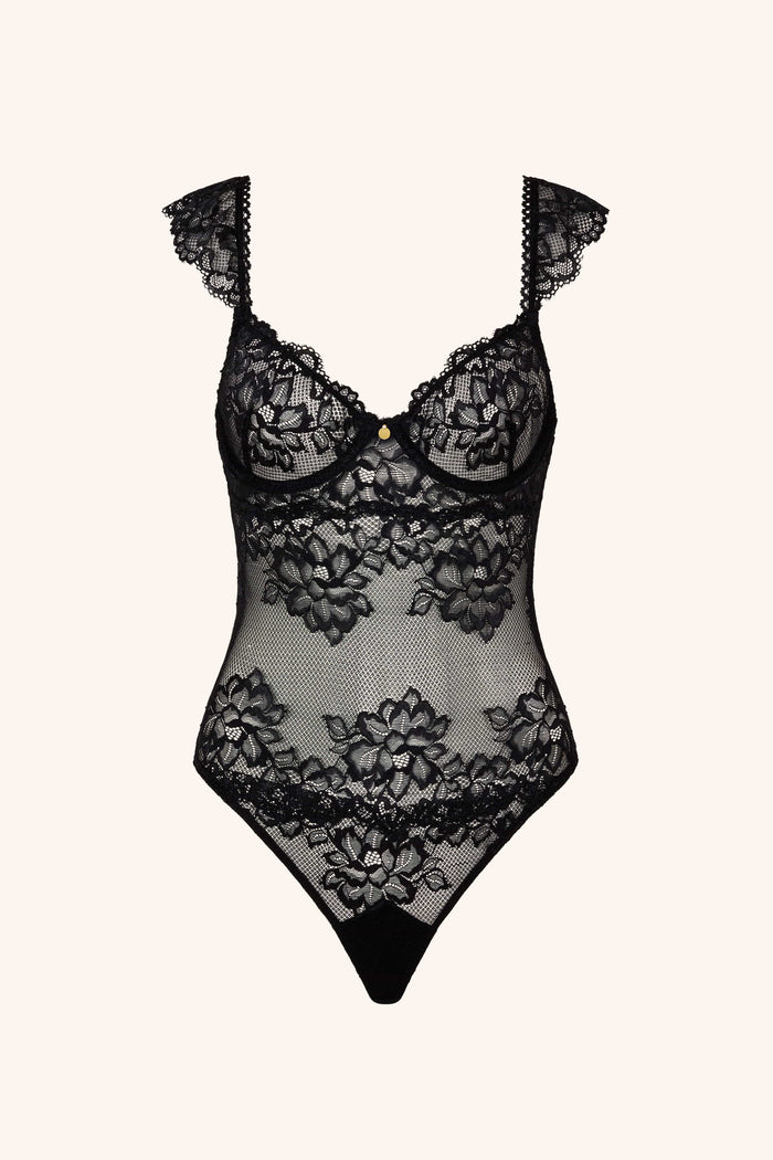 Coquette XS / Black Ruffle Bodysuit White