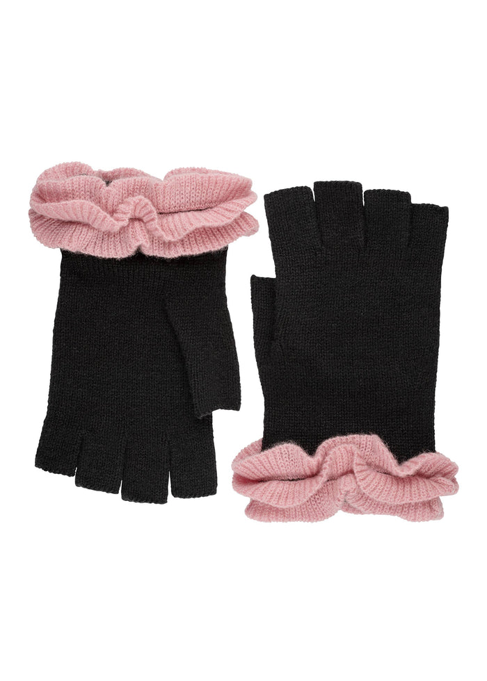 Ruffle Fingerless Cashmere Gloves