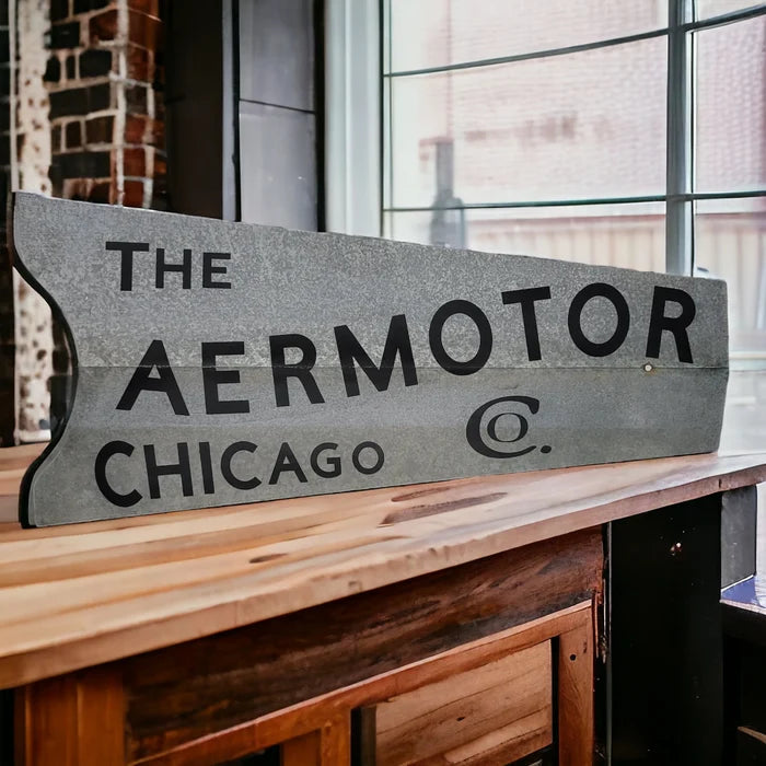 Aermotor Windmill Tail Fin Sign – Reclaimed Galvanized Farm Décor