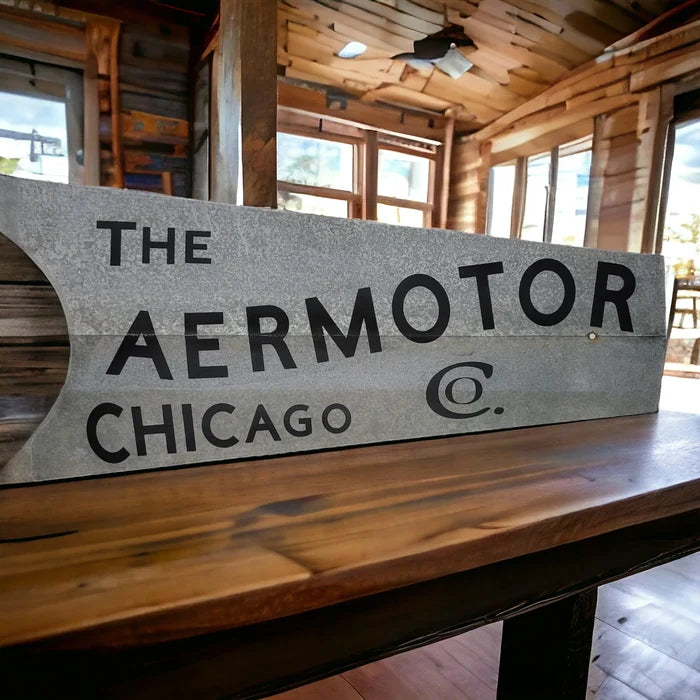 Aermotor Windmill Tail Fin Sign – Reclaimed Galvanized Farm Décor