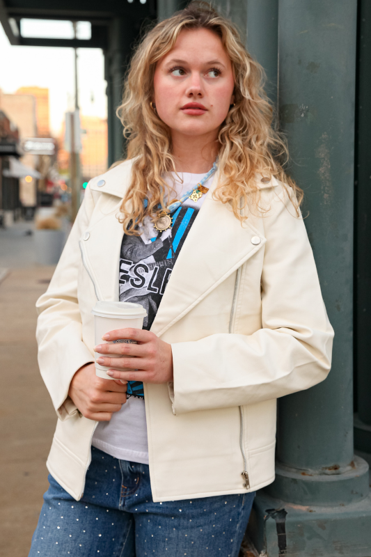 Sandra Moto Jacket- Cream