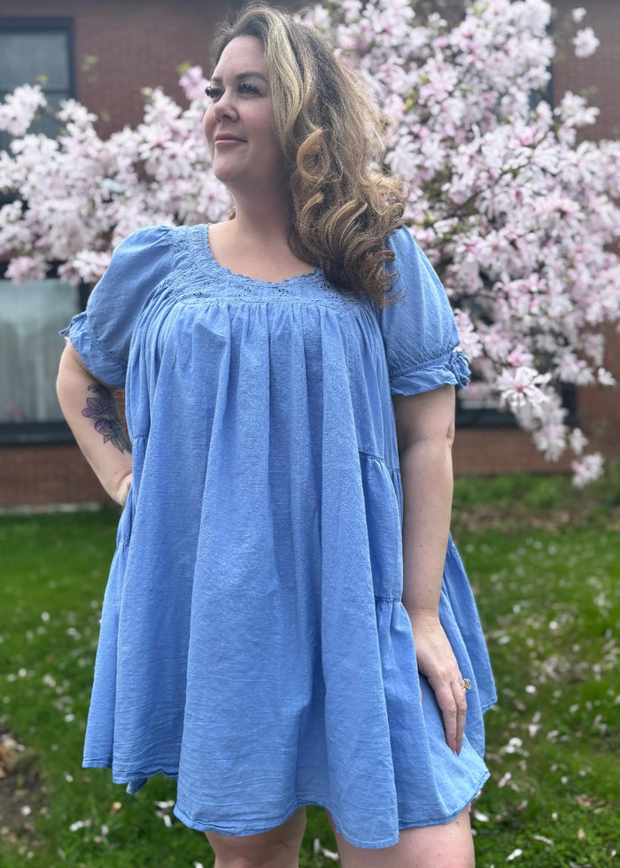 Sandy Shores Babydoll Dress in Cornflower Blue