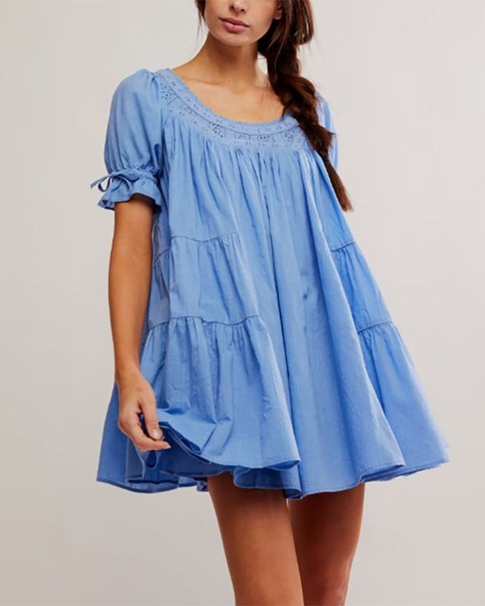 Sandy Shores Babydoll Dress in Cornflower Blue