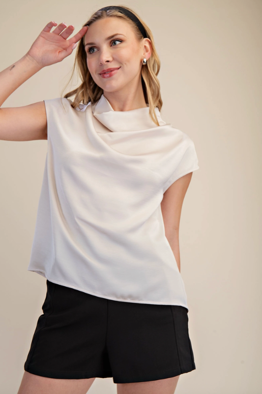 Sansa Satin Top - Cream