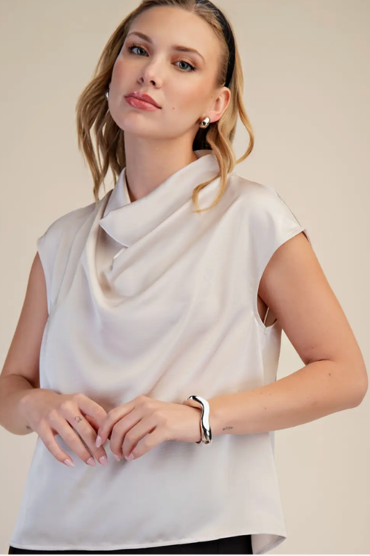 Sansa Satin Top - Cream