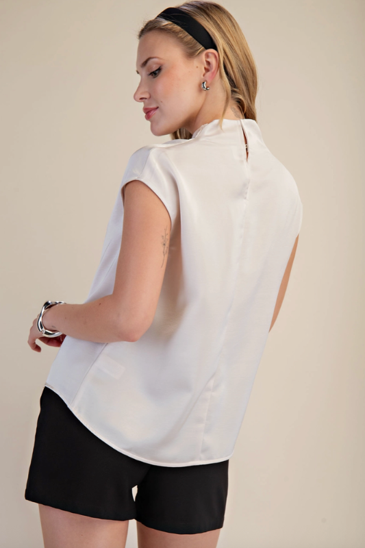 Sansa Satin Top - Cream