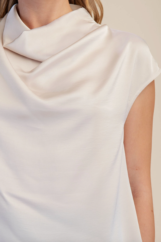 Sansa Satin Top - Cream