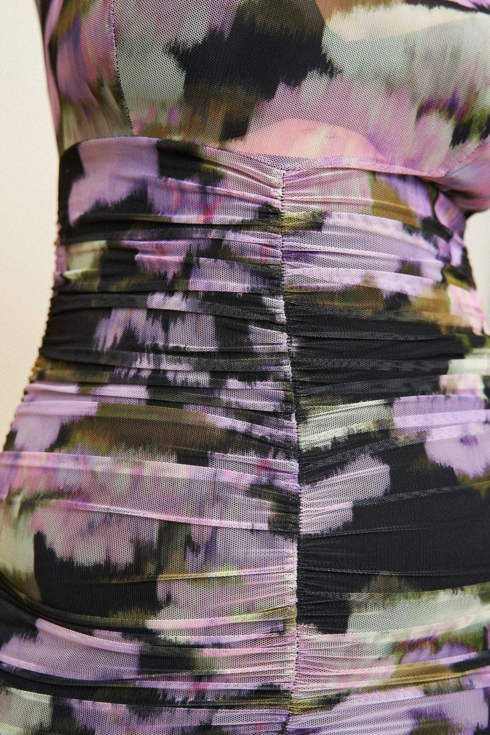 Sara Mini Ruche Dress in Jaded Floral