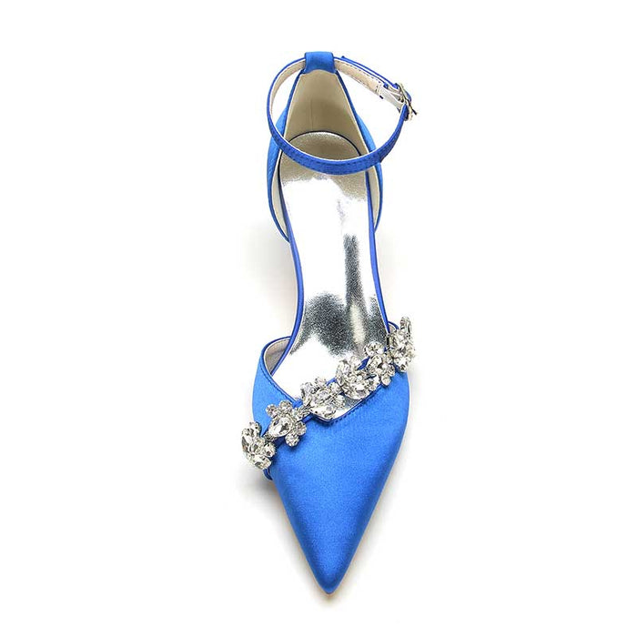 Elegant pointed toe prom shoes with rhinestones in blue from SD Dresscode & Fashiontrends for special occasions