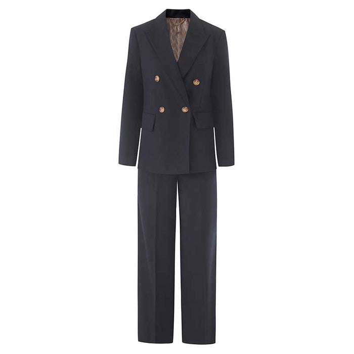 SD Dresscode women's straight-leg pants suit in navy with double-breasted blazer and stylish design