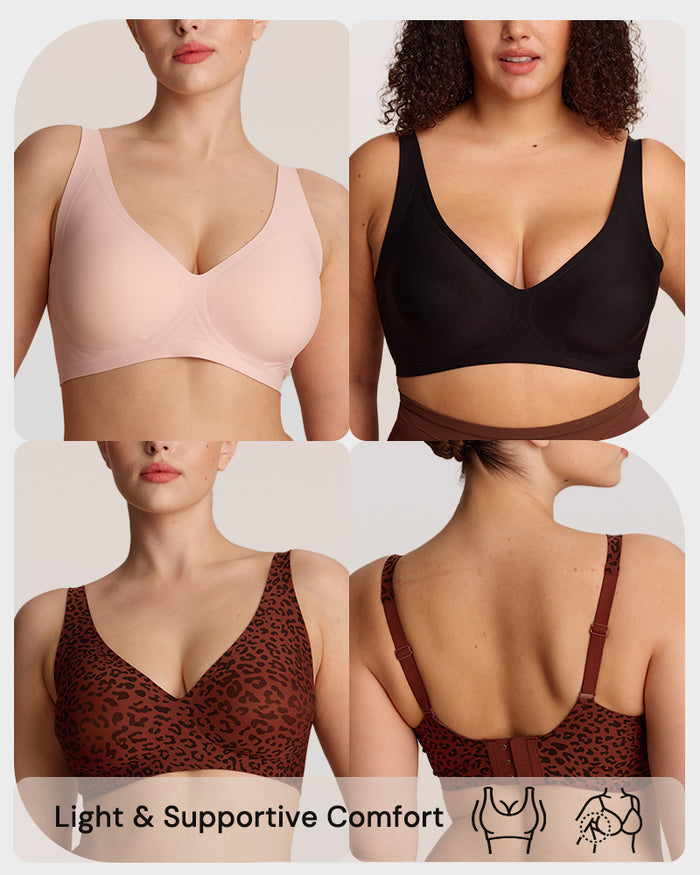 Seamless Deep V Push-Up Wireless Bra