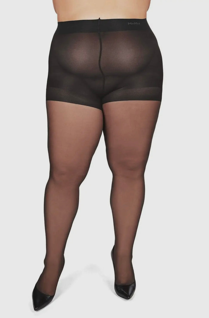 Sheer Control Top Pantyhose in Black