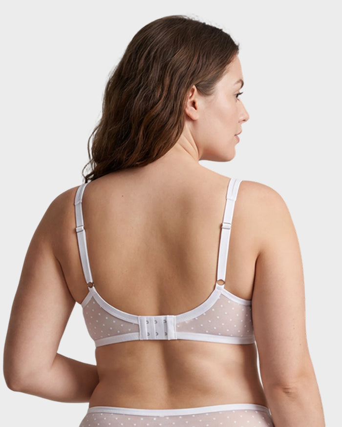 Sheer Dotted Mesh Unlined Balconette Bra