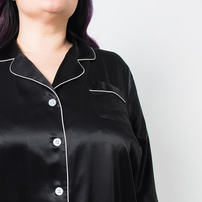 Silk Pajamas Black - Laluxe Femme