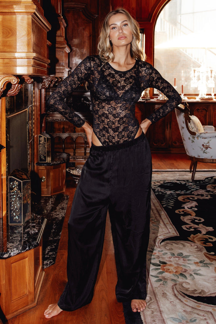 Mon Cheri Silk Pants Black